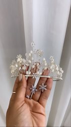 כתר פנינים בשילוב פרחי קריסטל