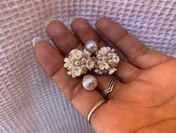 עגיל כדור פנינה מוזהב